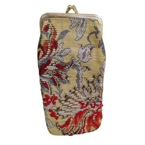 Vintage Tapestry Glasses Case Kiss Lock Floral Needlepoint Style Grandmacore
